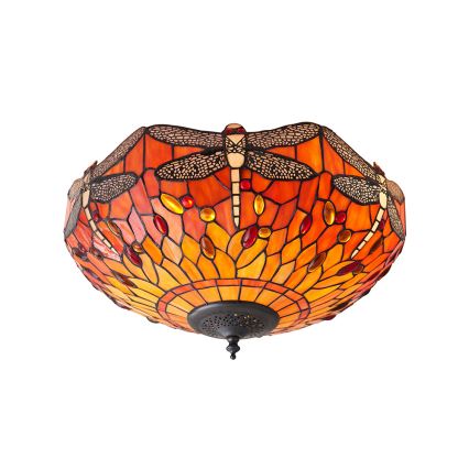 Endon 70721 - Stropna svetilka Tiffany DRAGONFLY 2xE27/60W/230V, premer 41 cm