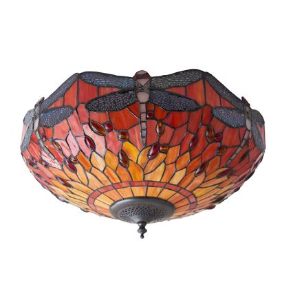 Endon 70721 - Stropna svetilka Tiffany DRAGONFLY 2xE27/60W/230V, premer 41 cm