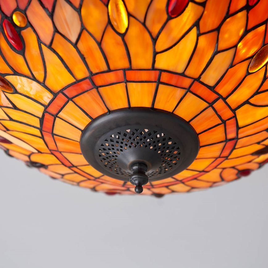 Endon 70721 - Stropna svetilka Tiffany DRAGONFLY 2xE27/60W/230V, premer 41 cm