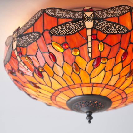 Endon 70721 - Stropna svetilka Tiffany DRAGONFLY 2xE27/60W/230V, premer 41 cm