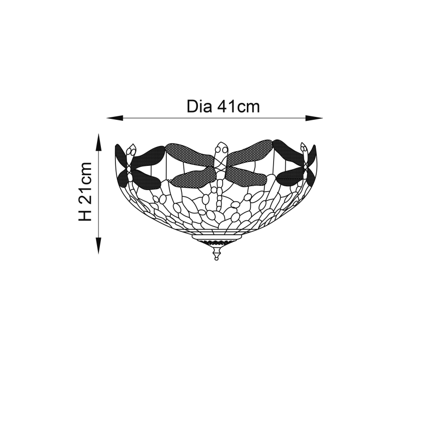 Endon 70722 - Stropna svetilka Tiffany DRAGONFLY 2xE27/60W/230V premer 41 cm