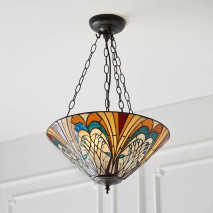 Endon 70750 - Lestenec na verigi Tiffany HECTOR, 3xE27/60W/230V, premer 40 cm