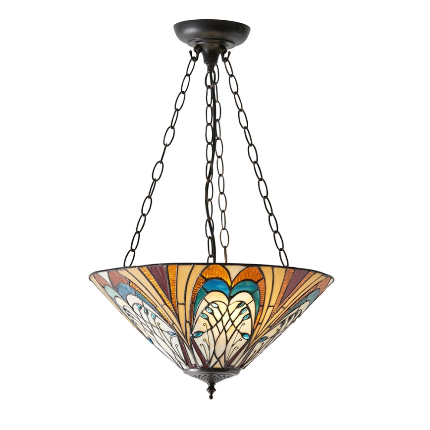 Endon 70750 - Lestenec na verigi Tiffany HECTOR, 3xE27/60W/230V, premer 40 cm