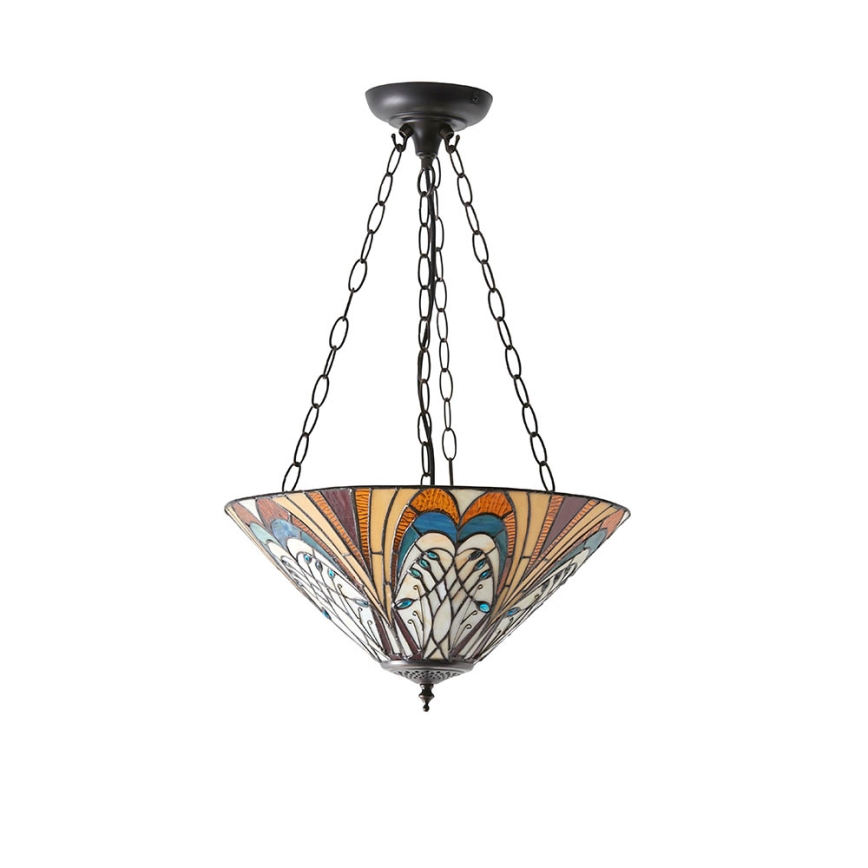 Endon 70750 - Lestenec na verigi Tiffany HECTOR, 3xE27/60W/230V, premer 40 cm