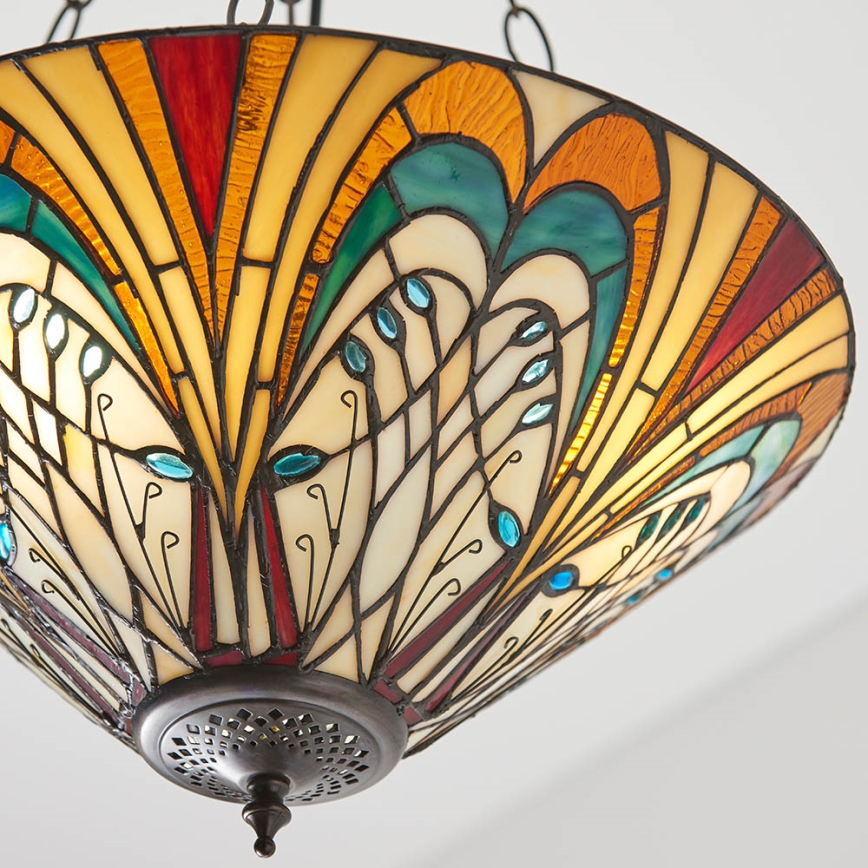 Endon 70750 - Lestenec na verigi Tiffany HECTOR, 3xE27/60W/230V, premer 40 cm