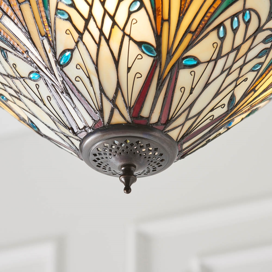 Endon 70750 - Lestenec na verigi Tiffany HECTOR, 3xE27/60W/230V, premer 40 cm
