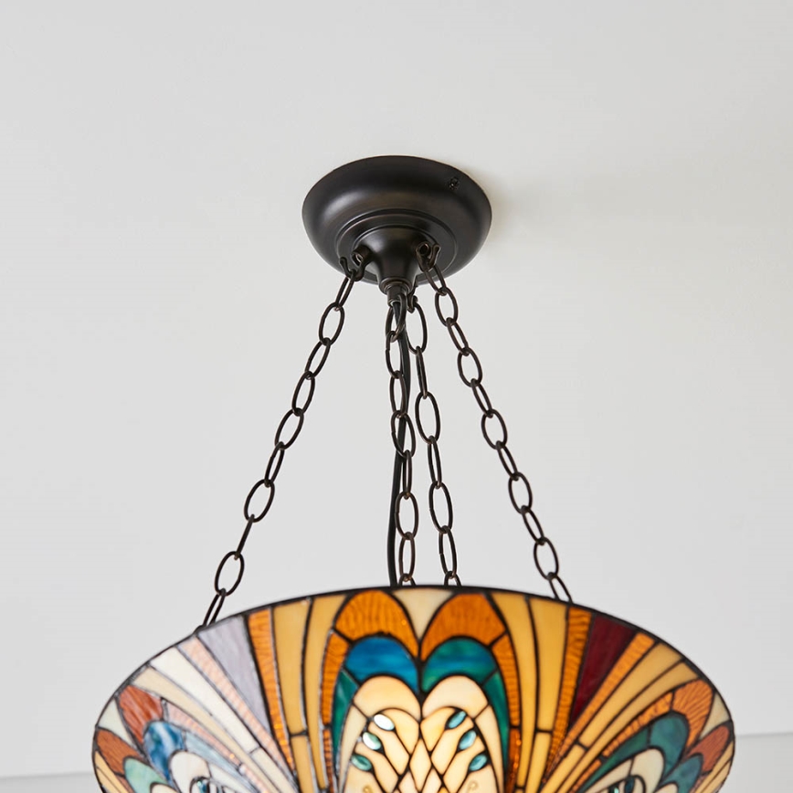 Endon 70750 - Lestenec na verigi Tiffany HECTOR, 3xE27/60W/230V, premer 40 cm