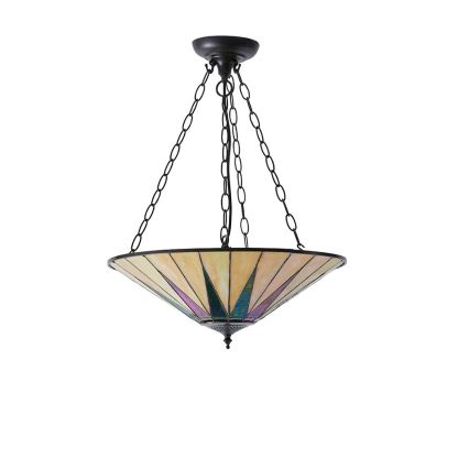 Endon 70754 - Lestenec na verigi Tiffany DARK STAR, 3xE27/60W/230V, premer 49 cm