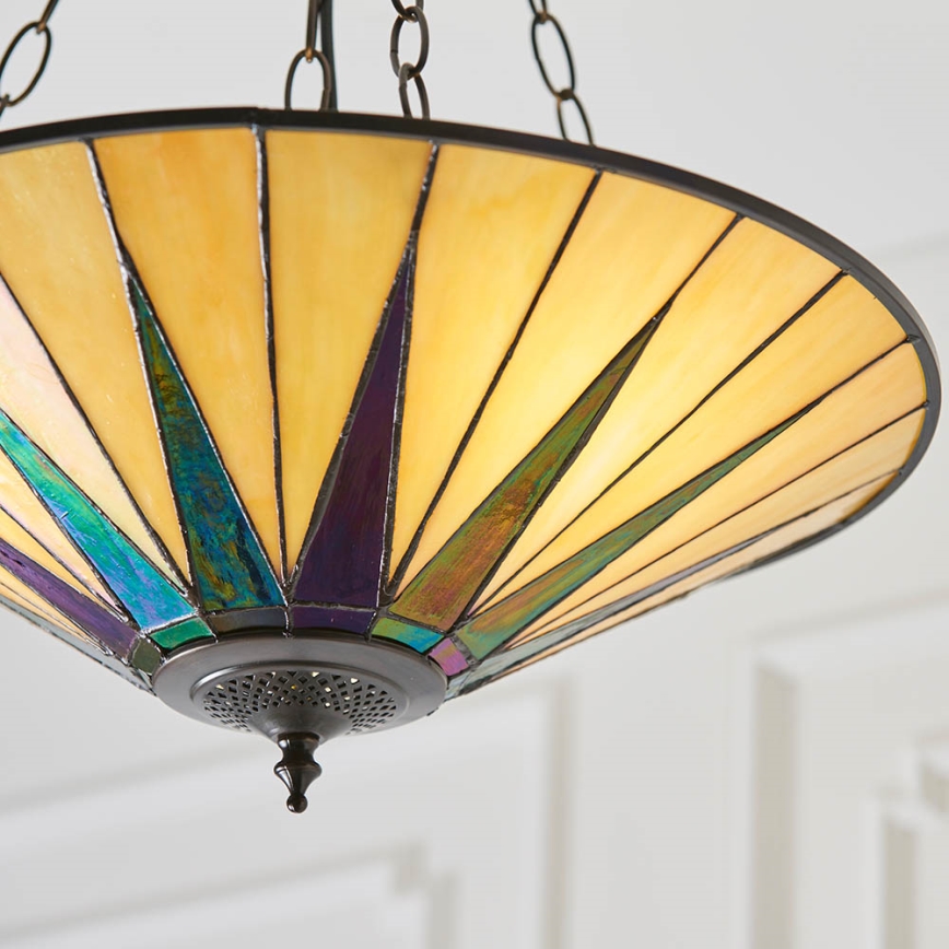 Endon 70754 - Lestenec na verigi Tiffany DARK STAR, 3xE27/60W/230V, premer 49 cm