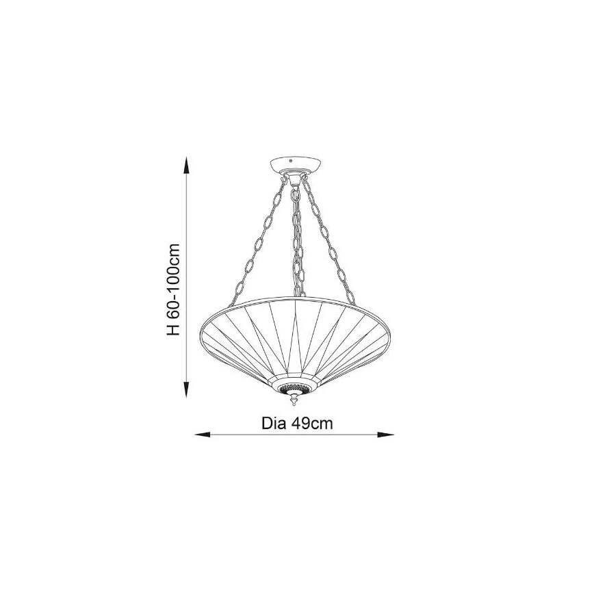 Endon 70754 - Lestenec na verigi Tiffany DARK STAR, 3xE27/60W/230V, premer 49 cm