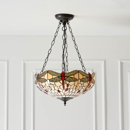 Endon 70759 - Lestenec na verigi DRAGONFLY 3xE27/60W/230V, premer 41 cm