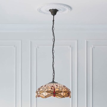 Endon 70824 - Lestenec na verigi Tiffany DRAGONFLY 3xE27/60W/230V premer 41 cm