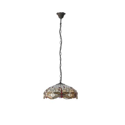 Endon 70824 - Lestenec na verigi Tiffany DRAGONFLY 3xE27/60W/230V premer 41 cm