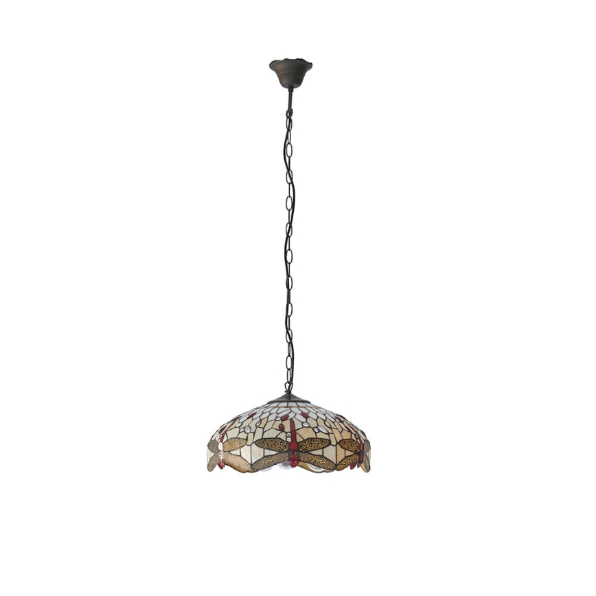 Endon 70824 - Lestenec na verigi Tiffany DRAGONFLY 3xE27/60W/230V premer 41 cm