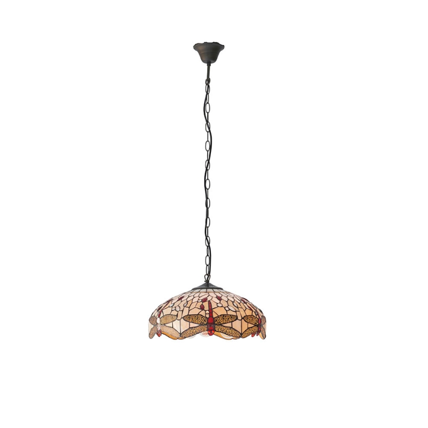 Endon 70824 - Lestenec na verigi Tiffany DRAGONFLY 3xE27/60W/230V premer 41 cm