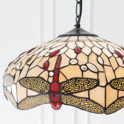 Endon 70824 - Lestenec na verigi Tiffany DRAGONFLY 3xE27/60W/230V premer 41 cm