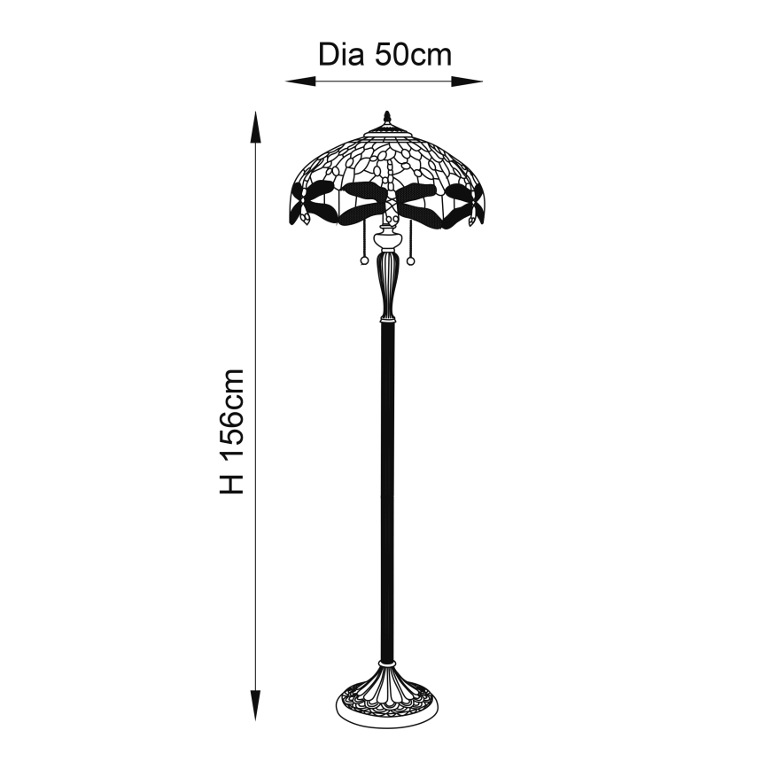 Endon 70940 - Stoječa svetilka DRAGONFLY 2xE27/60W/230V, premer 50 cm