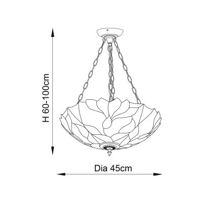 Endon 70946 - Lestenec na verigi BOTANICA 3xE27/60W/230V pr. 45 cm