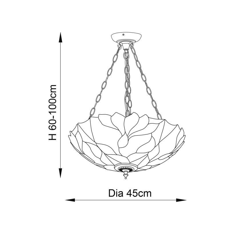 Endon 70946 - Lestenec Tiffany BOTANICA na verigi 3xE27/60W/230V, premer 45 cm