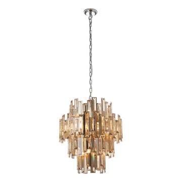 Endon 72744 - Kristalni lestenec na verigi VIVIANA 12xE14/40W/230V sijajni krom/dimna