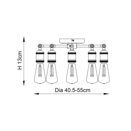 Endon 76336 - Točkovno svetilo HAL 5xE27/40W/230V matni krom/bakrena