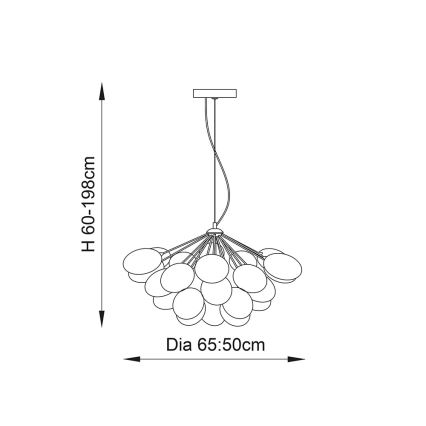 Endon 76450 - Lestenec na vrvici INFINITY 6xG9/28W/230V večbarven