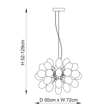 Endon 80124 - Lestenec na vrvici INFINITY 8xG9/28W/230V črna/dimna