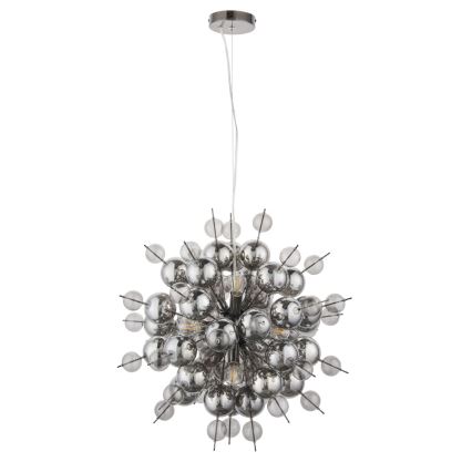Endon 81583 - Lestenec na jeklenem kablu JOULES 9xE14/7W/230V sijajni krom/dimno steklo