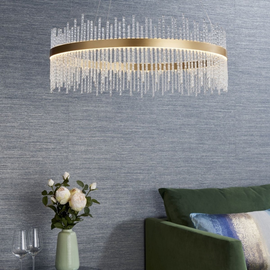 Endon 81908 - LED zatemnitvena viseča svetilka na vrvici ADRIEL LED/58W/230V 3000K premer 70 cm zlata/prozorna