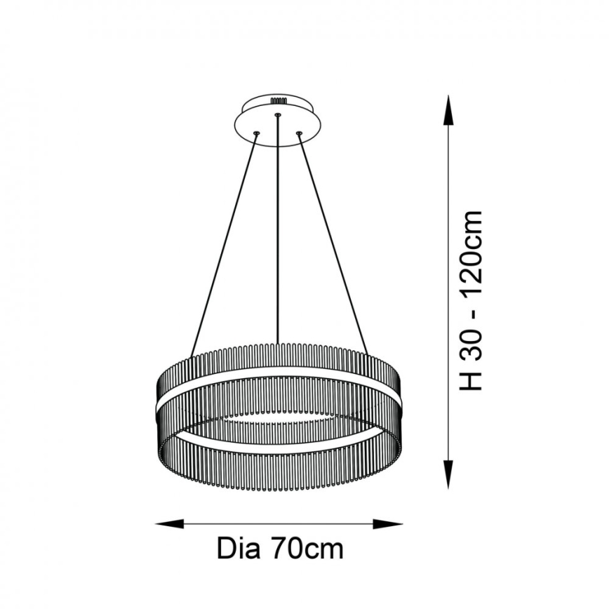 Endon 81908 - LED zatemnitvena viseča svetilka na vrvici ADRIEL LED/58W/230V 3000K premer 70 cm zlata/prozorna