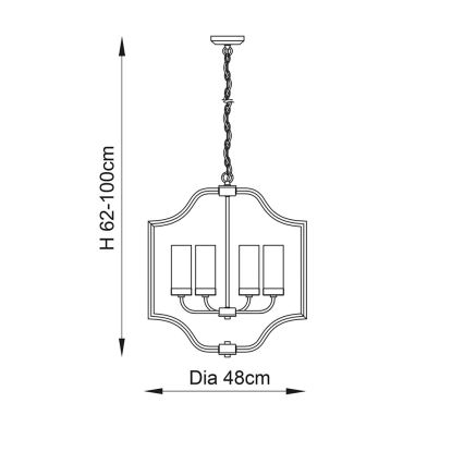 Endon 81914 - Lestenec na verigi EDREA 4xE14/6W/230V medenina