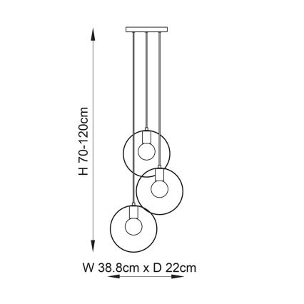 Endon 81922 - Lestenec na žici HOOP 3xE27/40W/230V zlata/medena/matni krom