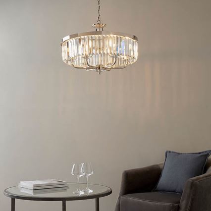 Endon 90263 - Lestenec na verigi CHESTERFIELD 6xE14/6W/230V premer 55 cm sijajni krom