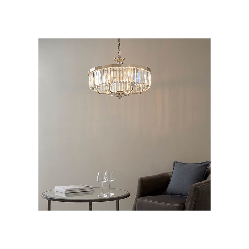 Endon 90263 - Lestenec na verigi CHESTERFIELD 6xE14/6W/230V premer 55 cm sijajni krom