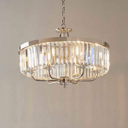 Endon 90263 - Lestenec na verigi CHESTERFIELD 6xE14/6W/230V premer 55 cm sijajni krom