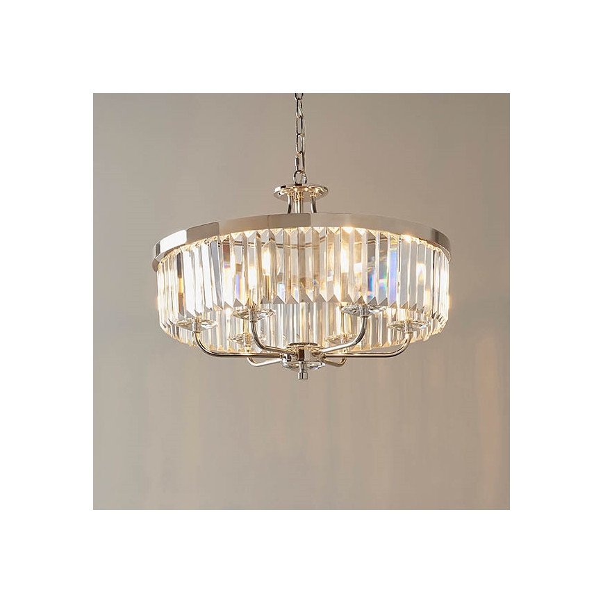 Endon 90263 - Lestenec na verigi CHESTERFIELD 6xE14/6W/230V premer 55 cm sijajni krom