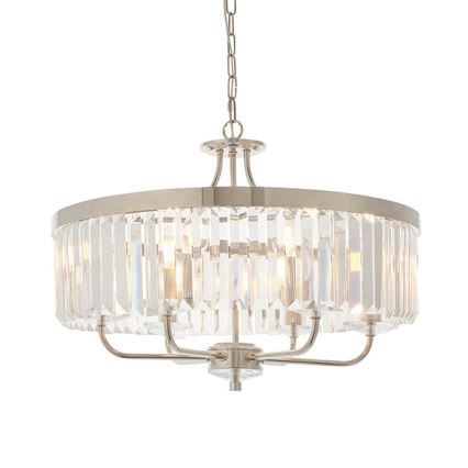 Endon 90263 - Lestenec na verigi CHESTERFIELD 6xE14/6W/230V premer 55 cm sijajni krom