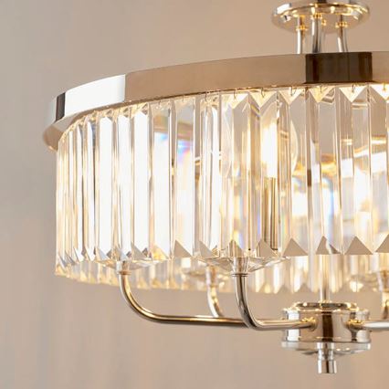 Endon 90263 - Lestenec na verigi CHESTERFIELD 6xE14/6W/230V premer 55 cm sijajni krom