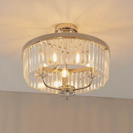 Endon 90264 - Stropno pritrjen lestenec CHESTERFIELD 3xE14/6W/230V, premer 45 cm, sijajni krom