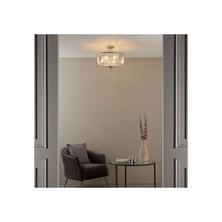 Endon 90264 - Stropno pritrjen lestenec CHESTERFIELD 3xE14/6W/230V, premer 45 cm, sijajni krom