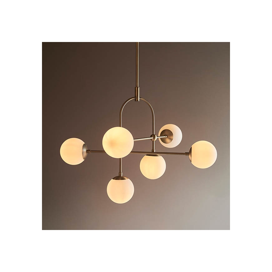 Endon 90842 - Lestenec na drogu 6xE14/7W/230V medenina/bela