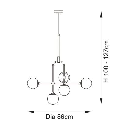 Endon 90842 - Lestenec na drogu ONTARIO 6xE14/7W/230V medenina/bela