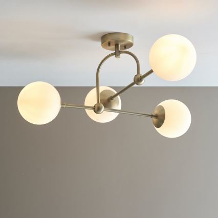 Endon 90843 - Pritrdljiv stropni lestenec ONTARIO 4xE14/7W/230V iz medenine