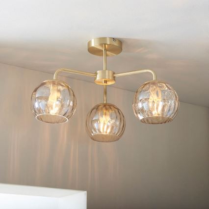Endon 91968 - Stropni lestenec DIMPLE 3xE14/25W/230V zlata/dimno bež