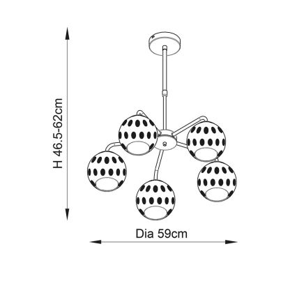 Endon 91969 - Lestenec na palici DIMPLE 5xE14/7W/230V v zlati barvi