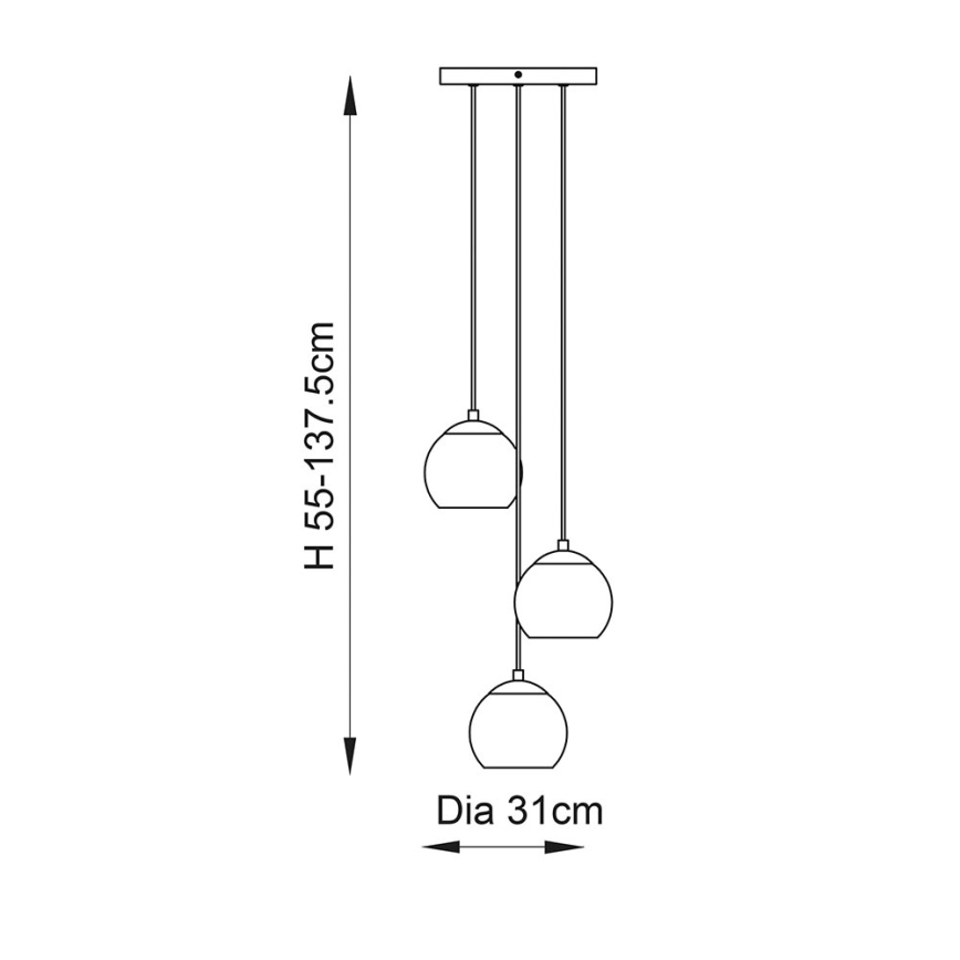 Endon 91971 - Lestenec na kablu DIMPLE 3xE14/25W/230V zlata/dimno bež