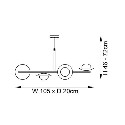 Endon 92036 - Viseči lestenec na jeklenem kablu RUFFLE 4xG9/3W/230V medenina/črna