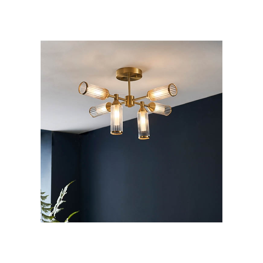 Endon 92213 - Lestenec na palici 6xG9/3W/230V medeninast