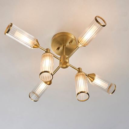 Endon 92213 - Lestenec na palici 6xG9/3W/230V medeninast