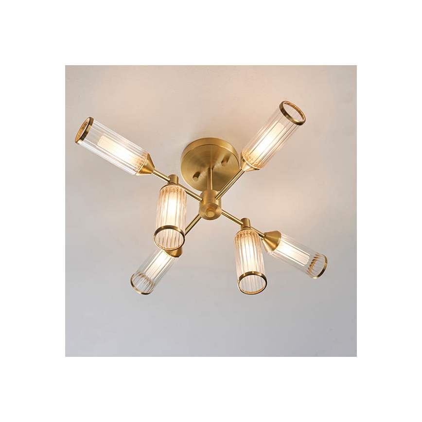 Endon 92213 - Lestenec na palici 6xG9/3W/230V medeninast